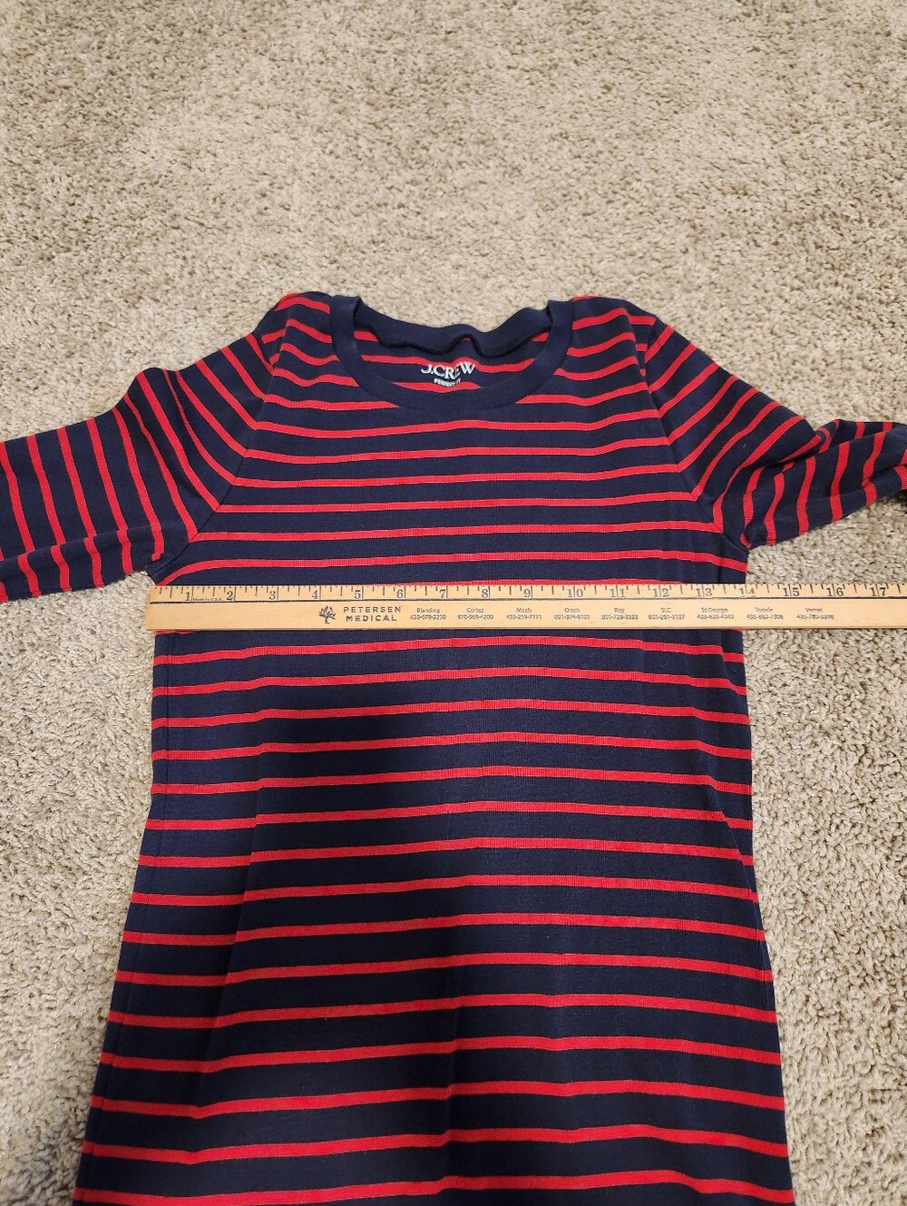 J crew Perfect-Fit Long Sleeve Crewneck T-shirt In Porto Stripe Navy Cand Size M - Picture 6 of 7
